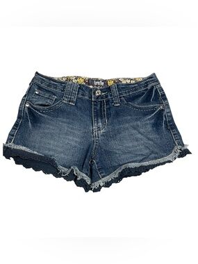 ✨Karma Blue Dark Blue Denim Shorts with Lace Trim girls sz 12